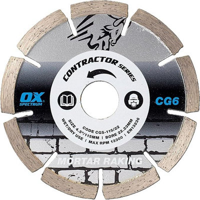 Ox Tools Ox Contractor Diamond BladeMortar Raking115-22.23mm from B&Q