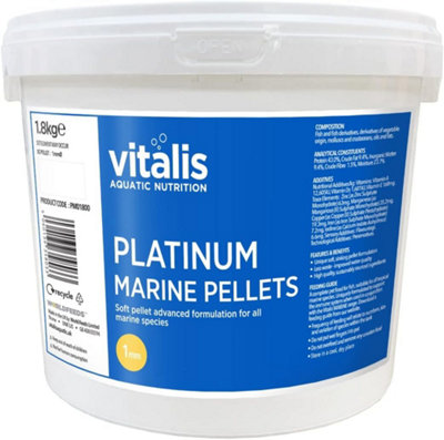 Vitalis Platinum Marine Pellets Xs 1mm Fish Food 1.8Kg from B&Q