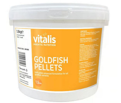 Vitalis Goldfish Pellets 1.5mm Fish Food Shubunkin Comet Aquarium 1.8Kg from B&Q