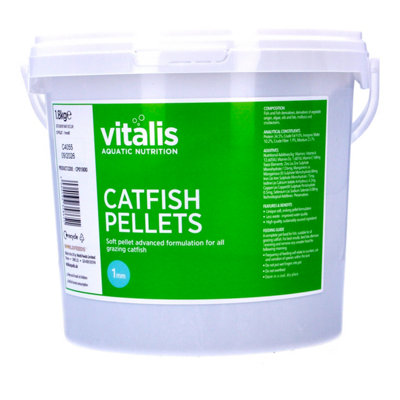 Vitalis Catfish Pellets Xs 1mm Pellet Extra-Small Food Bottom Feeder Tropical 1.8Kg from B&Q