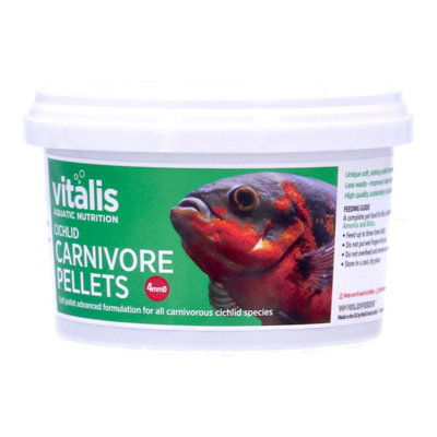 Vitalis Cichlid Carnivore Pellets Fish Food (4mm) 160G from B&Q