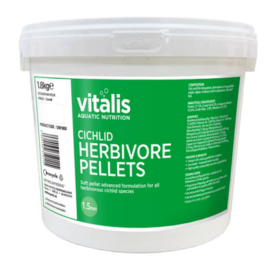 Vitalis Cichlid Herbivore Pellets 1.8Kg Fish Food from B&Q