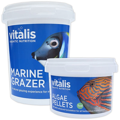 Vitalis Algae Pellets Xs 140G & Marine Grazer Mini 240G from B&Q