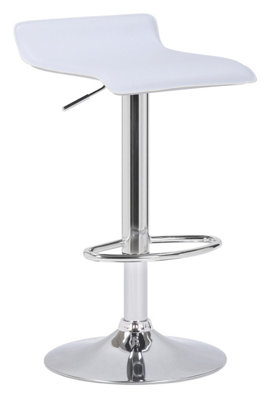 B&Q -  Baceno Single Kitchen Bar StoolChrome FootrestHeight Adjustable Swivel Gas LiftBreakfast Bar & Home BarstoolWhite