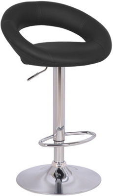 Lamboro Black Sorrento Real Leather Kitchen And Breakfast Bar Stool, Height Adjustable Swivel Gas Lift, 15Kg