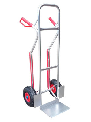 Bristol Tool Company Dual Handled Aluminium Sack Truck, Pneumatic Wheels, Two Handles, Large Toe For Easy Carrying, 150Kg Load Capacity Black