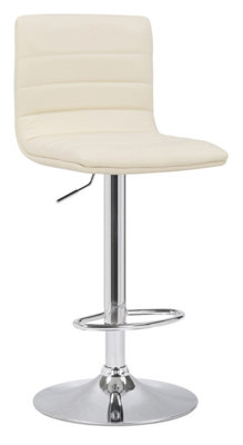 Lamboro Aldo Height Adjustable Swivel Single Kitchen Bar Stool With Backrest, Cream