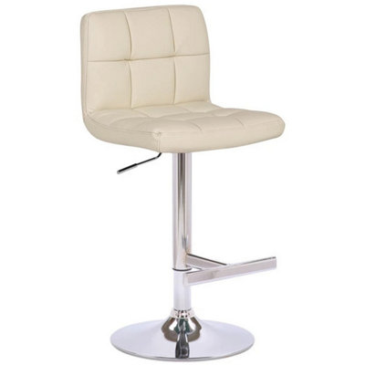 Lamboro Cream Allegro Single Kitchen Bar Stool, Chrome Footrest, Height Adjustable Swivel Gas Lift, Breakfast Bar & Home Barstool, 10Kg