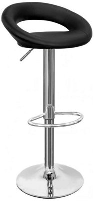 Lamboro Sorrento Kitchen Bar StoolChrome FootrestHeight Adjustable Swivel Gas LiftHome Bar & Breakfast Faux-Leather BarstoolBlack from B&Q