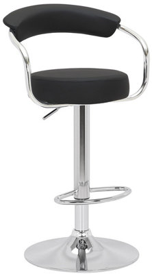 Lamboro Zenith Single Kitchen Bar StoolChrome FootrestHeight Adjustable Swivel Gas LiftBreakfast Stool & Home BarstoolBlack from B&Q