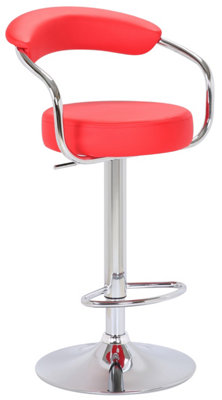 B&Q -  Zenith Kitchen Bar StoolChrome FootrestHeight Adjustable Swivel Gas LiftHome Bar & Breakfast BarstoolFaux-LeatherRed