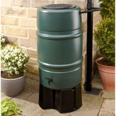 Strata Harcostar 227L Standard Water Butt KitGreen Recycled HdpeInc StandHose Coupler TapDiverter & Child Safe Lid from B&Q
