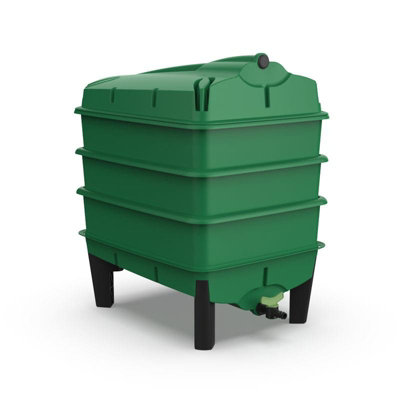 Original Wormery Tiger Wormery 4 Tray Vermicomposting SystemGreenIncludes Lime MixCoir Block & Fine Mesh4-Tray Kit from B&Q