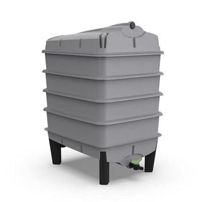 Original Wormery Tiger Wormery 4 Tray Vermicomposting SystemGrey,includes Lime MixCoir Block & Fine Mesh4-Tray Kit from B&Q