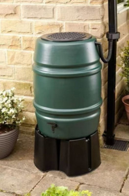 Original Organics 114L Standard Water Butt Barrel With Stand And Diverter