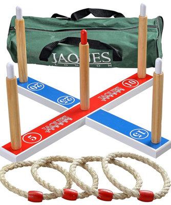 Jaques Of London Quoits Garden Game Outdoor Games 4 Rope Quoit Ring Toss Wooden Set Family Lawn Since 1795 from B&Q