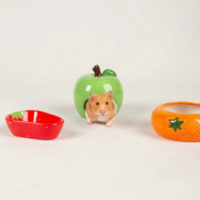 Scruffs Pet Ceramic Set - House, Sand Bath & Food Bowl Small