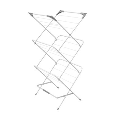 Betterdri White Silver Effect 3 Tier Foldable Laundry Airer13M from B&Q