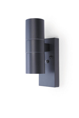 Hispec Up Down Exterior Wall LightMains Powered With PhotcellAnthracite Grey from B&Q