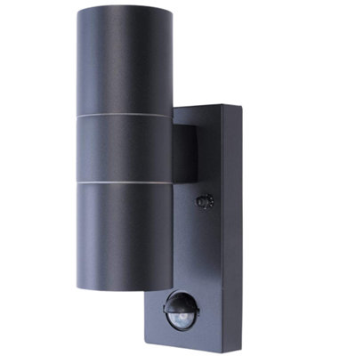 Hispec Up Down Exterior Wall LightMains Powered With PirAnthracite Grey from B&Q