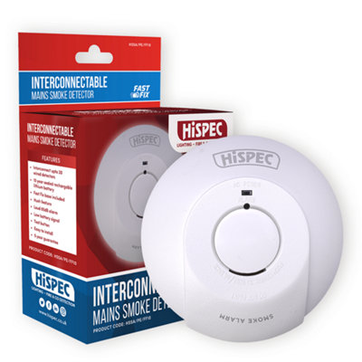 Hispec Mains Powered Smoke Alarm With 10 Year Battery Backup from B&Q