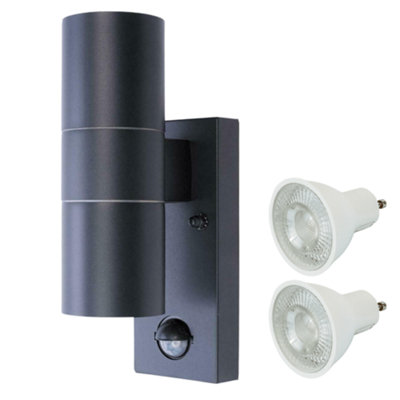 Hispec Coral Up And Down Lighting With PirAnthracite Grey: 1X Light & 2X Gu10 from B&Q