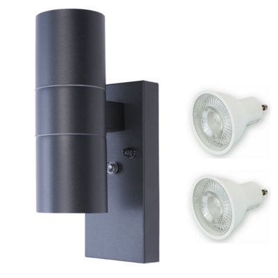 Hispec Coral Up And Down Lighting With PhotocellAnthracite Grey: 1X Light & 2X Gu10 from B&Q