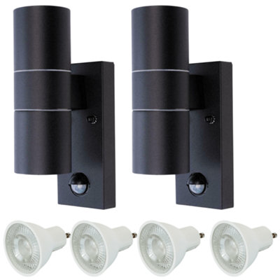 Hispec Coral Up And Down Lighting With PirBlack:  2X Lights & 4X Gu10 from B&Q