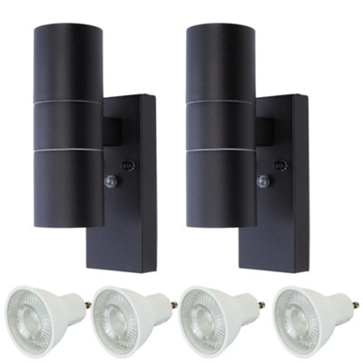 Hispec Coral Up And Down Lighting With PhotocellBlack: 2X Lights & 4X Gu10 from B&Q