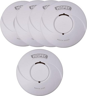 Hispec Wireless Interlinking 10 Year Sealed Battery Kit (Scottish And English Legislation Compliant) - 4 Smoke 1 Heat
