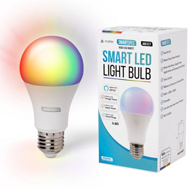 B&Q -  Smartspec Smart BulbWifi Led. Works With AlexaGoogle HomeApple Home. Colour Changeable. Smart Light Nuuk-A60 Ack Matter E27 - Image 3
