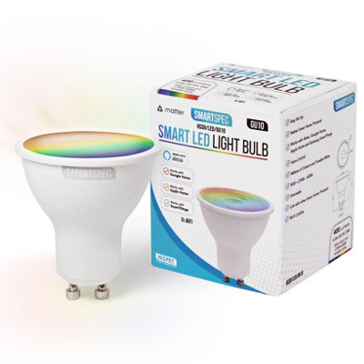 Hispec Smartspec Smart Bulb, Wifi Led. Works With Alexa, Google Home, Apple Home. Colour Changeable. Smart Ack Matter Gu10 Light