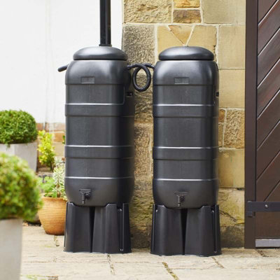Mini Rainsaver 100 Litre Black Water Butt Double Kit from B&Q