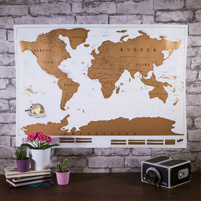 Suck UK Large Classic Scratch Map - World Map - Gold - Image 6