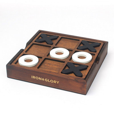 B&Q -  Iron & Glory Wooden Noughts & Crosses (Tic Tac Toe)