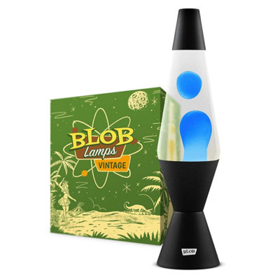 Blob Lamps Liquid Motion Lamp Vintage Blue Wax Clear Matt Black Metal Base & Cap 14.5 Mood Light from B&Q