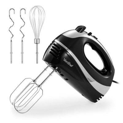 Vonshef Hand Mixer Electric WhiskFood Mixer For Baking With 5 Speeds2 Stainless Steel Beaters2 Dough Hooks & Balloon Whisk from B&Q