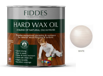 B&Q Fiddes Hard Wax Oil Satin 1L White