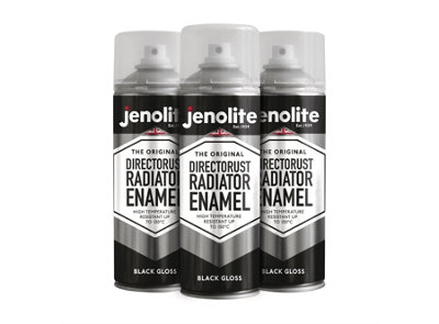 Jenolite Directorust Radiator Enamel PaintBlack Gloss400Ml Spray Can3-Pack from B&Q