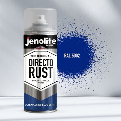 Jenolite Directorust All-In-One Multi-Surface PaintUltramarine Blue Satin400Ml Spray Can3-Pack from B&Q