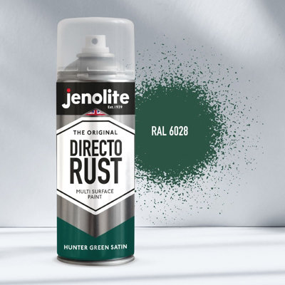 Jenolite Directorust All-In-One Multi-Surface PaintHunter Green Satin400Ml Spray Can2-Pack from B&Q