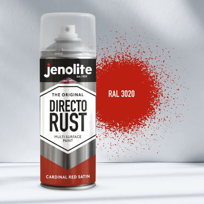 Jenolite Directorust All-In-One Multi-Surface PaintCardinal Red Satin400Ml Spray Can2-Pack from B&Q