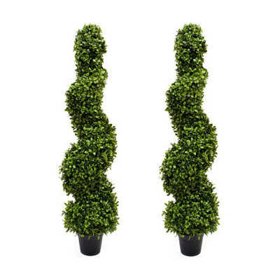 Greenbrokers 2 X Artificial Premium Spiral Boxwood Trees 90Cm/3Ft from B&Q