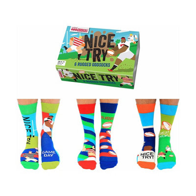 United Oddsocks Mens Novelty Rugby Socks 3 Pairs from B&Q