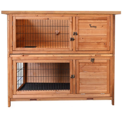 Actiaspet Wooden Rabbit Hutch/guinea Pig Ferret 4Ft Two Tier Wood Pet House Shelter from B&Q