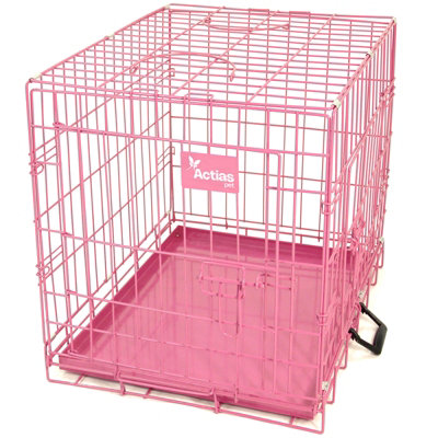 B&Q -  Small 24Inch Foldable Pink Dog Cage