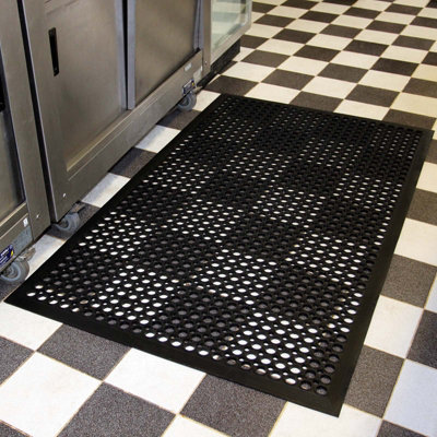 Actiasmat Large Heavy Duty Rubber Mat Industrial Bar Safety Anti-Fatigue Non Slip 5" X 3" from B&Q