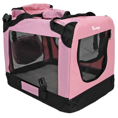 Actiaspet Fabric Soft Pet Travel Crate Kennel Cage Carrier House Dog Cat Pink Large from B&Q