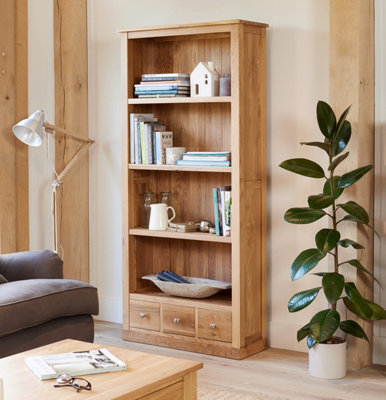 Baumhaus Mobel Oak Large 3 Drawer Bookcase from B&Q