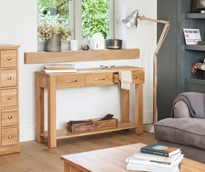 Baumhaus Mobel Oak 3 Drawer Console Table from B&Q
